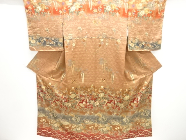 未使用品　波に花鳥模様付け下げ訪問着